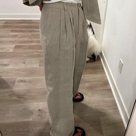 NWT Skall Studio Joan Wide Leg High Waisted Pleated Linen Pants 36 - Picture 4 of 14